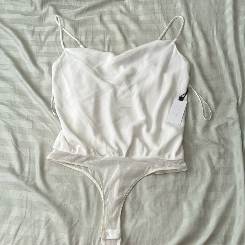 ASTR white cowl neck bodysuit
